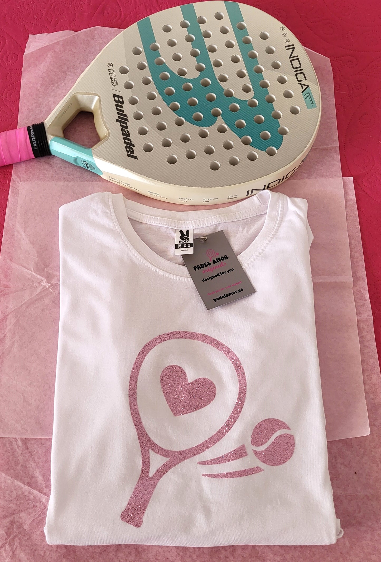 Pink Glitter Padel Racket Tee π