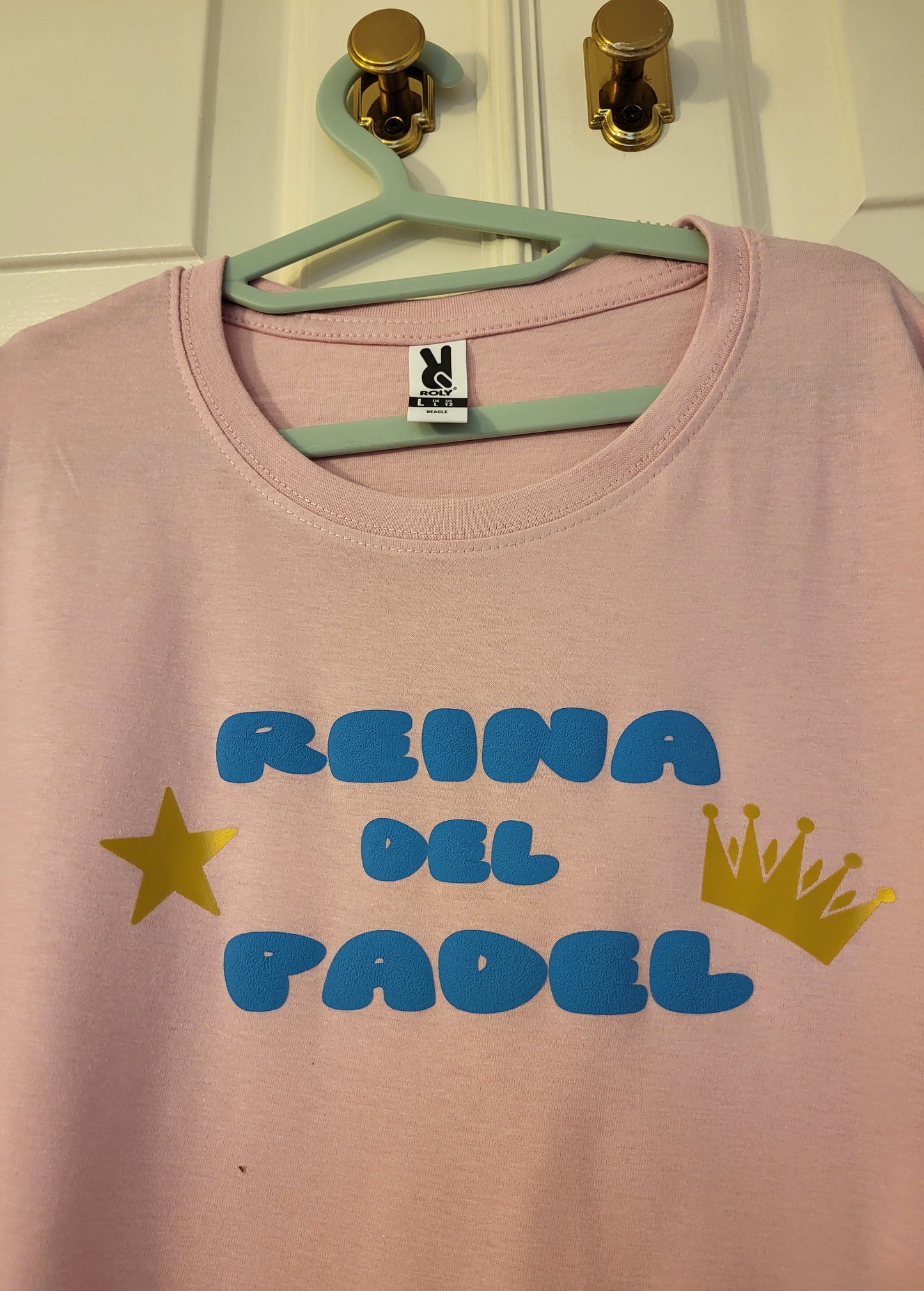 Reina del Padel T-Shirt  Padel Queen  Blue Puff Letters - Gold Crown & Star