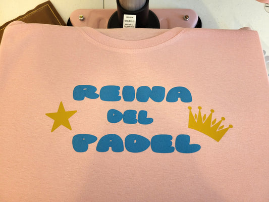 Reina del Padel T-Shirt  Padel Queen  Blue Puff Letters - Gold Crown & Star